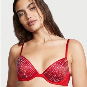 NWT Victoria’s Secret VERY SEXY Lightly Lined Embellished Demi Bra, 32DD